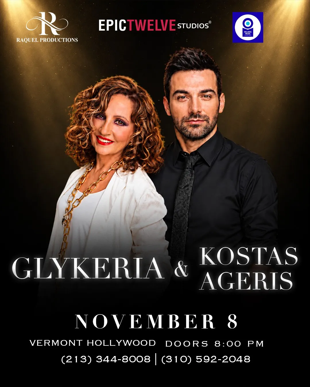 Glykeria and Kostas Ageris, live at The Vermont Hollywood, Los Angeles, November 8, 2026